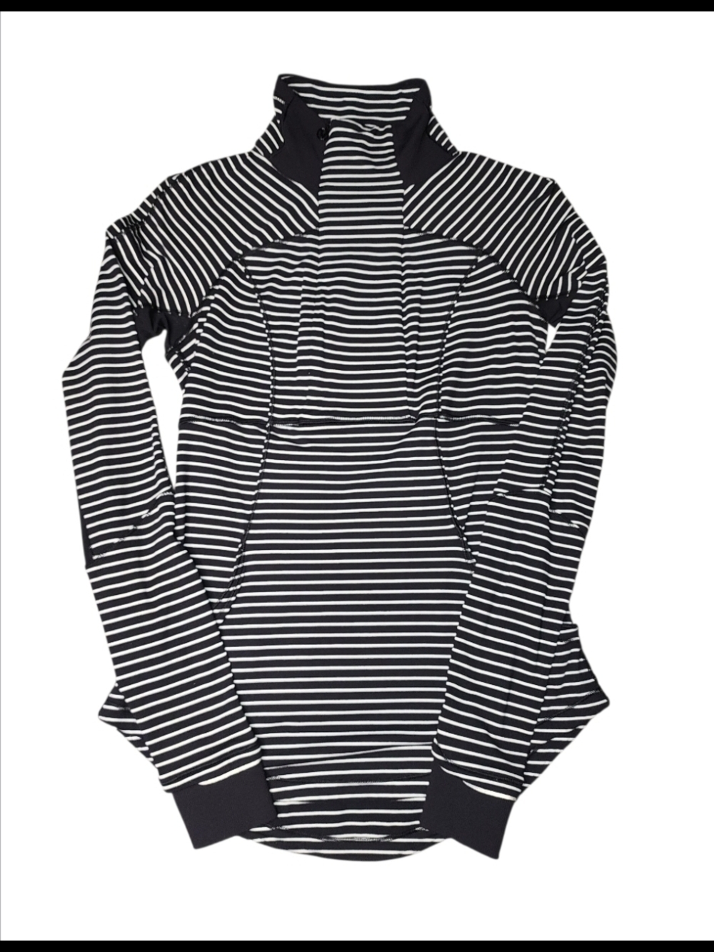 Lululemon 2 Base Runner 1/2 Zip Parallel Stripe Black White
